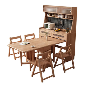 <span class=keywords><strong>Table</strong></span> à manger multifonctionnelle pliable et extensible <span class=keywords><strong>6</strong></span> places avec armoire murale <span class=keywords><strong>de</strong></span> rangement <span class=keywords><strong>en</strong></span> bois massif <span class=keywords><strong>de</strong></span> style nordique moderne - Product Image 6