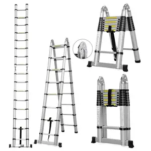 3.2M 4.4M 5M 6M Opvouwbare Easy Store Step Compact Opvouwbare Multifunctionele Aluminium Telescopische Ladder Voor Autodak