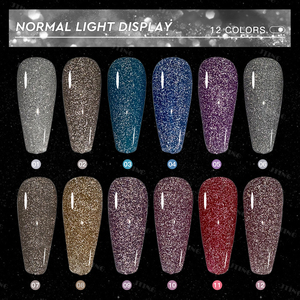 JTING Bộ 12 Màu Sơn Móng Tay Gel Phản Quang Disco Kim Cương Lấp Lánh Lấp Lánh Kim Cương Lấp Lánh Phổ Biến OEM - Product Image 4