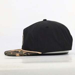 BSCI Wholesale Polyester 5 Panel Unstructured Snapback Cap 256 Rope Embroidery <b>Patch</b> Camo Caps for Outdoor Party Travel Beach - Product Image 3
