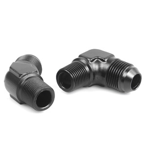 Conector de Aluminio Forjado, Codo de 45 y 90 Grados, para Tubo de Aceite Automotriz, Metal Negro - Product Image 1