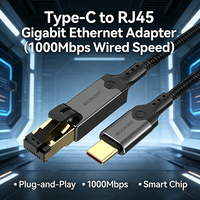 Câble Ethernet Type C vers RJ45 Cat 8 1000 Mbps, carte réseau externe Plug-and-Play avec puce intelligente pour ordinateurs portables/téléphones/tablettes
