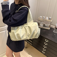 Tas Tote Bahu Wanita Tahan Lama Dua Tali Kapasitas Besar Penutup Ritsleting Tahan Air Minimalis Urban Carryall Portabel Sehari-hari