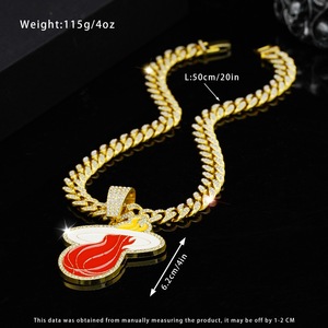 Collar con Colgante Personalizado del Miami Heat, Chapado en Oro de 14K, Aleación de Zinc, Diamantes CZ, Joyería Hip Hop para Fanáticos del Baloncesto, Unisex - Product Image 6