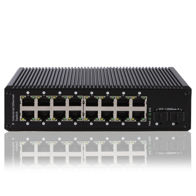 1000mbps L2 Managed Switch 16 Port POE Ethernet Switch with 2 SFP Optical Fiber VLAN LACP IGMP