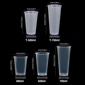 Copos de Plástico Descartáveis para Bubble Tea, Frutas e Leite, Copos de Plástico PP Injetado, 12, 16, 20, 22, 24 oz com Tampa - Product Image 3