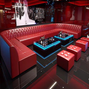 फैक्टरी मूल्य लॉबी होटल चमड़े के सोफे सीट बार रात क्लब टफ्टेड बूथ सीट वाले बूथ सीट पर बैठने वाले टीवी के आकार के सोफे सेट - Product Image 4