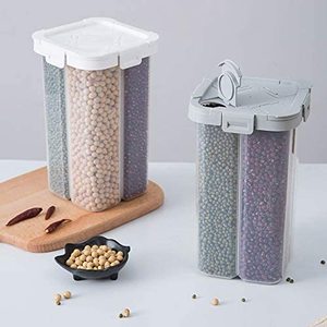 Food airtight Cereal Storage Containers set 4 Compartment with lids