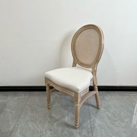 Chaise de salle à manger de style Louis XVI de haute qualité, dossier en rotin, structure en bois massif, tissu durable pour les hôtels modernes et les meubles de maison