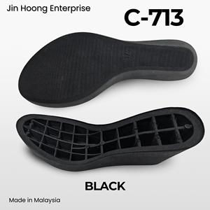 Jin Hoong Women's Durable Anti-Slip PVC C-713 <b>Wedges</b> 73mm Thick <b>Black</b> Outsole Water-Resistant Features - Product Image 2