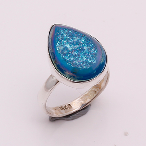 Venta al por mayor de piedras preciosas de plata esterlina 925, joyería fina hecha a mano, titanio Natural Druzy, exportador personalizado para bodas, compromisos - Product Image 4