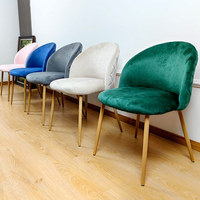 Chaise de Salle à Manger Rembourrée Élégante en Tissu Velours avec Pieds en Métal Aspect Bois, Couleurs Gris Beige Vert Rose, pour Cafés, Restaurants et Gastronomie