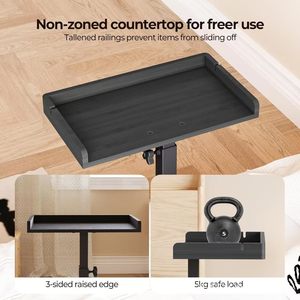 Wooden Bedside <b>Table</b> <b>Adjustable</b> Height Nightstand With Phone Charging Stand And Cup Holder For Bed Use - Product Image 4