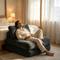 Canapé-lit pliable moderne et confortable, ensemble de chaises-lits convertibles en tissu imperméable avec rembourrage en éponge et housses de coussin