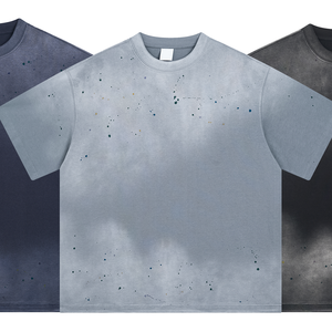 批发时尚休闲男士水洗100% 棉t恤定制高品质复古圆领短袖t恤 - Product Image 5