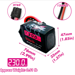 CNHL Black <b>Series</b> 1300mAh 22.2V 6S 100C Continual Lipo Battery XT60 Plug 230g Long Time Flying RC FPV Racing - Product Image 3