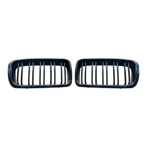 1994-2001 for BMW E38 Series 7 Durable ABS Gloss Black Front Car Grille Double Line Design