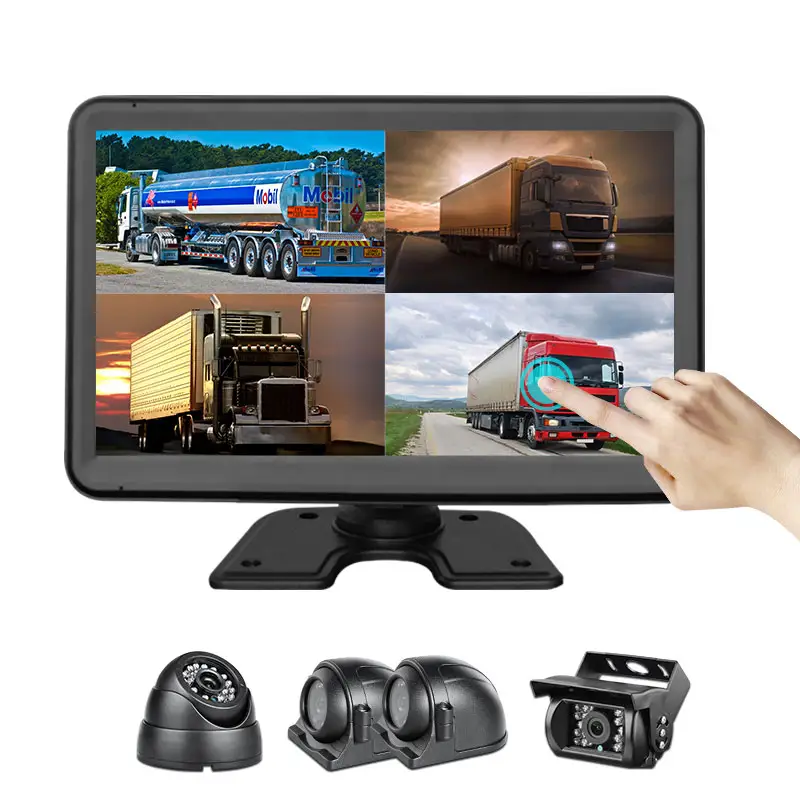 Sistema di sicurezza del veicolo AI 4G GPS WIFI gestione della flotta 10.1 pollici 4CH Touch Screen Truck Camera DVR System