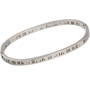 Ensemble bracelet et bague en acier inoxydable avec chiffres romains et incrustation de diamants, bijoux unisexes, coffret cadeau - Product Image 4