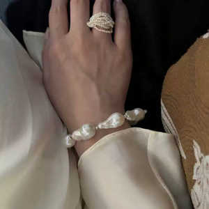 Original Design S925 <b>Silver</b> <b>Bracelet</b> with Natural Baroque Pearls Elegant Pearl <b>Bangles</b> - Product Image 6
