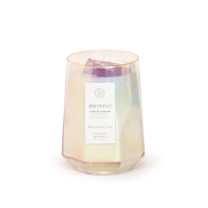 crystal candle new materials good price private label jars iridescent natural soy wax candelabra scented luxury crystal