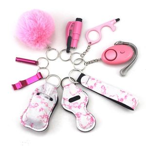 9pcs/set Fashion Self Key Chain Woman Alarm Set Safety Defense <b>Keychain</b> Bulk Self Defense Key Chain Set - Product Image 3