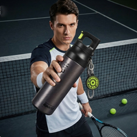 Bouteille d'eau isotherme portable de 30 oz à double paroi avec cordon, écologique, anti-fuite, tasse thermos sport pour activités de plein air et salle de sport