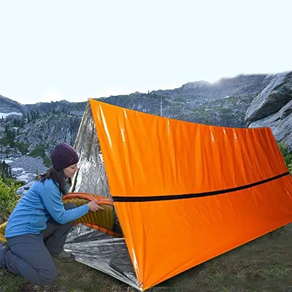 Custom Brand 2 person Thick mylar thermal camping outdoor survival emergency tube tent for Outdoor Activities