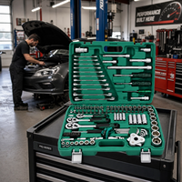 Kit d'outils de réparation automobile en acier au chrome-vanadium 121 pièces avec mallette de rangement durable pour l'entretien automobile et l'utilisation manuelle
