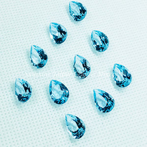 "8X12mm ลูกแพร์ตัดท้องฟ้าสีฟ้าบุษราคัม" ขายส่งราคาโรงงานที่มีคุณภาพสูงอัญมณีหลวมเหลี่ยมเพชรพลอยต่อกะรัตฟ้าบุษราคัม - Product Image 2