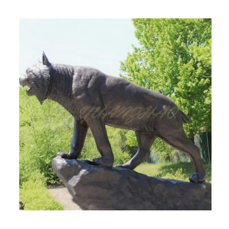 Park Zoo Decoration Metal Craft Modern Vivid Garden Life Size Cat Bronze Statue Wildlife Animal Cat Bronze Statue