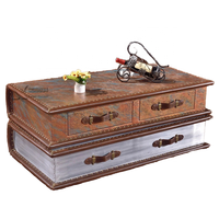 Table basse Design Original Double couche livre forme américain rétro Style ancien whisky cigare Bar salon meubles en cuir