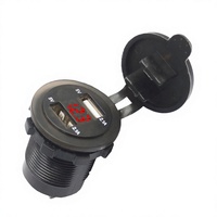 QC3.0 5V 3.1A Soket Colokan Daya USB Ganda 3-Port dengan Voltmeter LED Berlampu untuk Mobil/Kapal/Perahu & Sepeda Motor