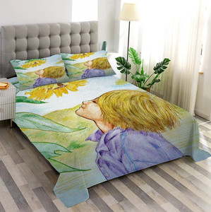 Tùy Chỉnh Sang Trọng 3D In Polyester Hướng Dương In 3-Mảnh Tấm Phẳng Đặt Thiết Kế Hiện Đại Bộ Đồ Giường - Product Image 6