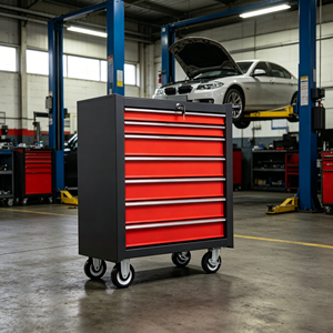 Chariot à outils en acier à 7 tiroirs, <span class=keywords><strong>armoire</strong></span> à outils robuste verrouillable avec roues pour atelier de mécanique et stockage industriel - Product Image 1
