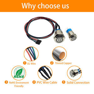 Electronics Accessories Metal Button <b>Switch</b> with LED Waterproof <b>Switch</b> Cable Harness - Product Image 4