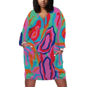 D1202ME04 nouveau en 2024 impression personnalisée décontracté grande taille vêtements Style court femmes robe Sehe mode - Product Image 1