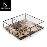 Offre Spéciale moderne verre carré bureau cadre en métal meubles de salon multifonction luxe café thé Table