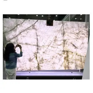 Buzdağı kristal beyaz mermer doğal üstün şeffaf levha doğal taş fayans saf iç duvar tasarım ev dekorasyon için