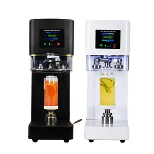 2024 year hot sell automatic non-rotary can sealing machine with pet bottle and aluminum lid for coffee shop