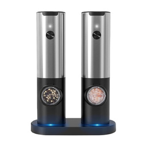Moulins à poivre électriques en céramique très demandés, ensemble moulin à sel et à poivre automatique rechargeable avec base de recharge - Product Image 2