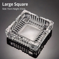 Cendrier en verre transparent, bord ondulé carré, grand modèle 15 cm, accessoire classique pour fumeurs, pour la maison, le bar, l'hôtel, le bureau