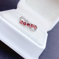 Factory Wholesale 925 Sterling Silver Natural Garnet Ring Simple Stylish Birthday Party Engagement Anniversary Gift OEM ODM