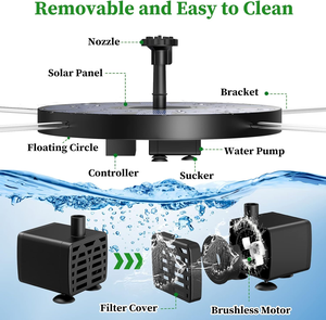 Nouvelle mise à niveau 0,5-10W Mini pompes à eau solaires Panneau <span class=keywords><strong>solaire</strong></span> autoportant <span class=keywords><strong>Fontaine</strong></span> pour bain d'oiseaux Étang Piscine Extérieur - Product Image 2