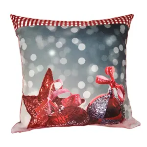 Hot selling promotional printed ringbell christmas cushion cover/pad made of 100% polyester fabric