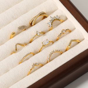 Cincin Jari Terbuka yang Dapat Disesuaikan dengan Bingkai Zirkon Kubik Berlapis PVD 18K dari Baja Tahan Karat yang Anggun untuk Anak Perempuan. - Product Image 4