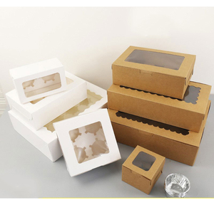 Wholesale Kraft Pastry Cookie Bakery Rectangle 2 4 6 8 12 inch Cupcake Boxes with Inserts And Window