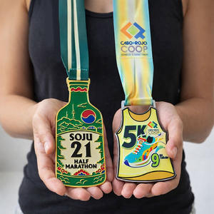 ออกแบบเหรียญรางวัลกีฬาตามสั่งฟรี ทำเหรียญโลหะทรงกลมสำหรับฟุตบอล เทควันโด ว่ายน้ำ แข่งขันวิ่ง มาราธอน แบบกำหนดเอง - Product Image 2