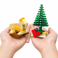 Set de Bloques de Construcción de Caballo Balancín Navideño Personalizado, Juguete de Construcción STEM, Ladrillos DIY OEM, Kit de Modelo de Árbol de Navidad para Niños