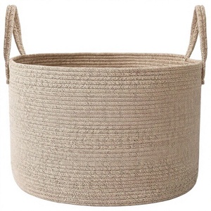 Cesto para Ropa Sucia de Cuerda de Algodón Tejida Extra Grande de 65L, con Asas Reforzadas, Plegable, Ligero, Lavable a Máquina, Color Avena - Product Image 1